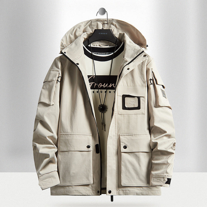 Herr urban Tech parka med huva, flerafunktionell fickor och värmande isolering
