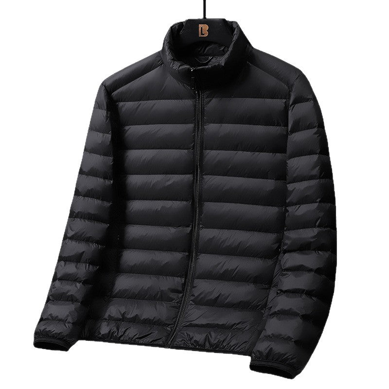 Herr Ultraleight Quiltad Dun Look Quiltad Jacka med Stående Krage och Pack Function