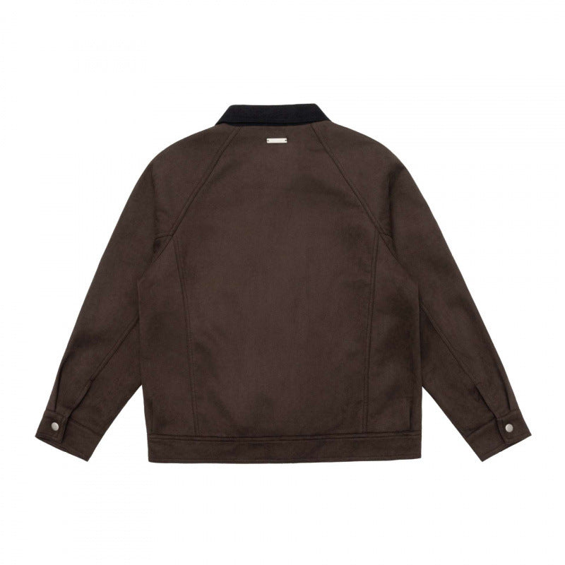Herr boxig Dragkedja Blouson Jacka med Cord Krage och Minimalistisk sidofickor
