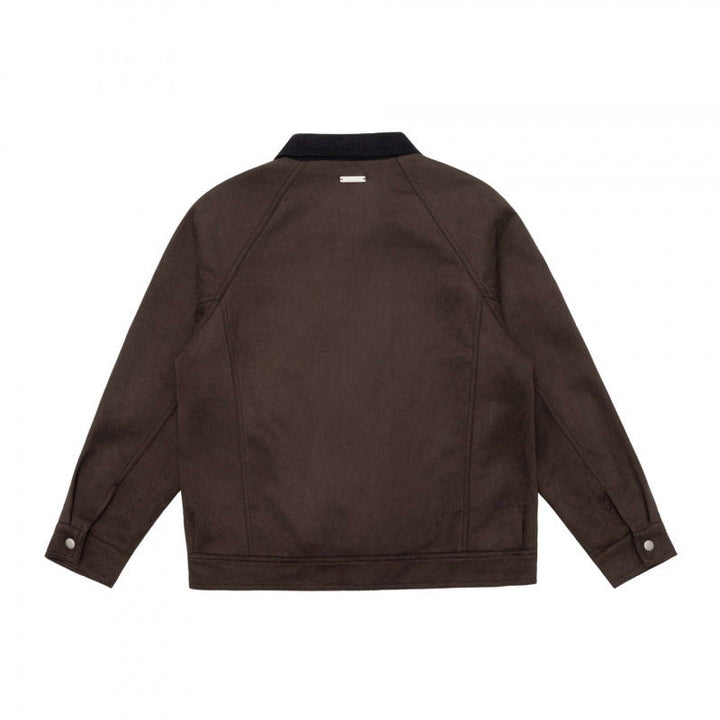 Herr boxig Dragkedja Blouson Jacka med Cord Krage och Minimalistisk sidofickor