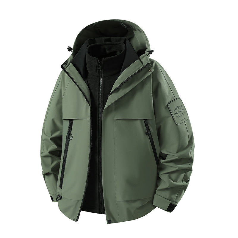 Herr Multifunctional Vattentät Softshell Regnjacka med Uttagbar Fleece Inre Jacka