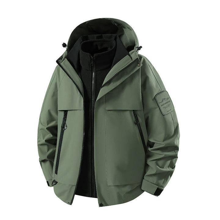 Herr Multifunctional Vattentät Softshell Regnjacka med Uttagbar Fleece Inre Jacka
