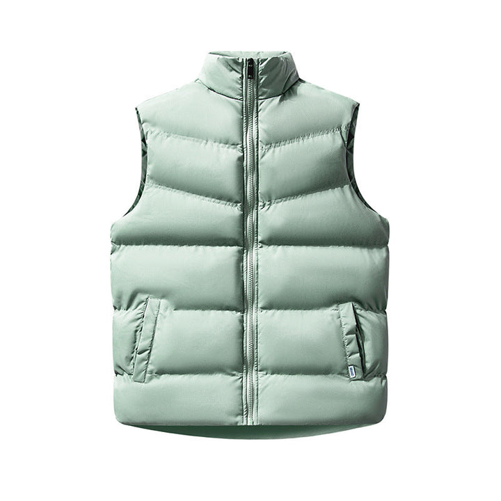 Dam ärmlös vindtät Puffer väst med Box Quilting och hög krage