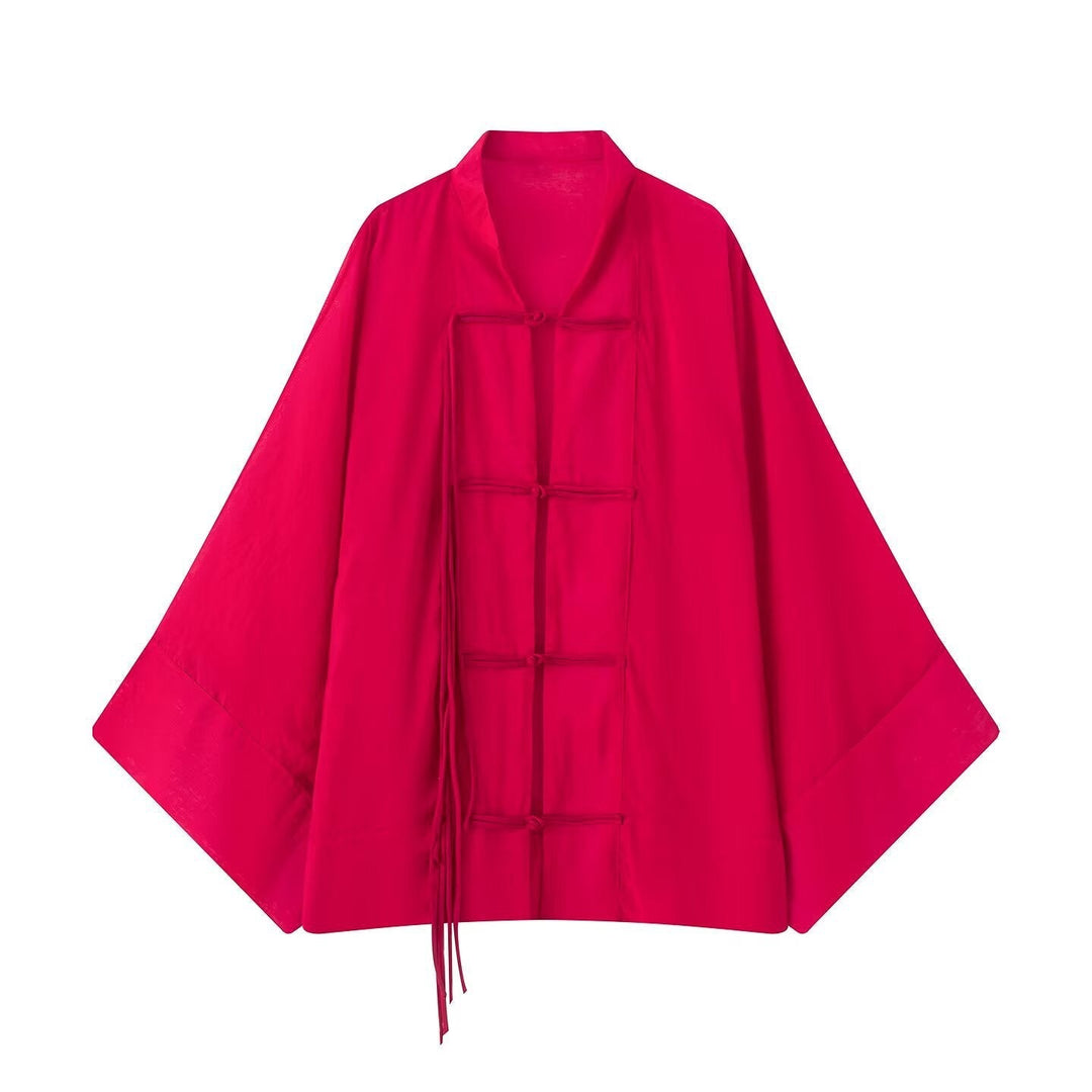 Dam Oversize Kimono-Cape med Traditional Toggle Fasteners