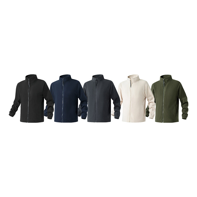 Herr Fleecejacke med Ståkrage, Hel Dragkedja och Elastiska Muddar
