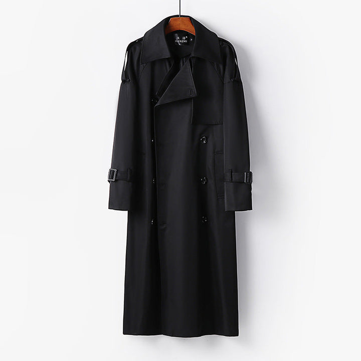 Dam längre Double-breasted trenchcoat med knytband och Epaulettes