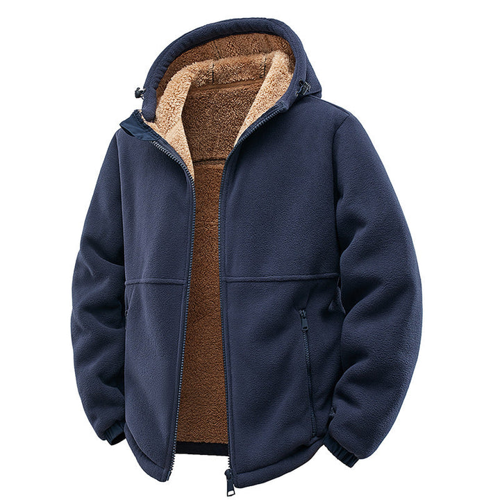 Herr Vadderad Teddy Fleece Luvtröja med Tvåvägsdragkedja &amp; Fickor med Dragkedja