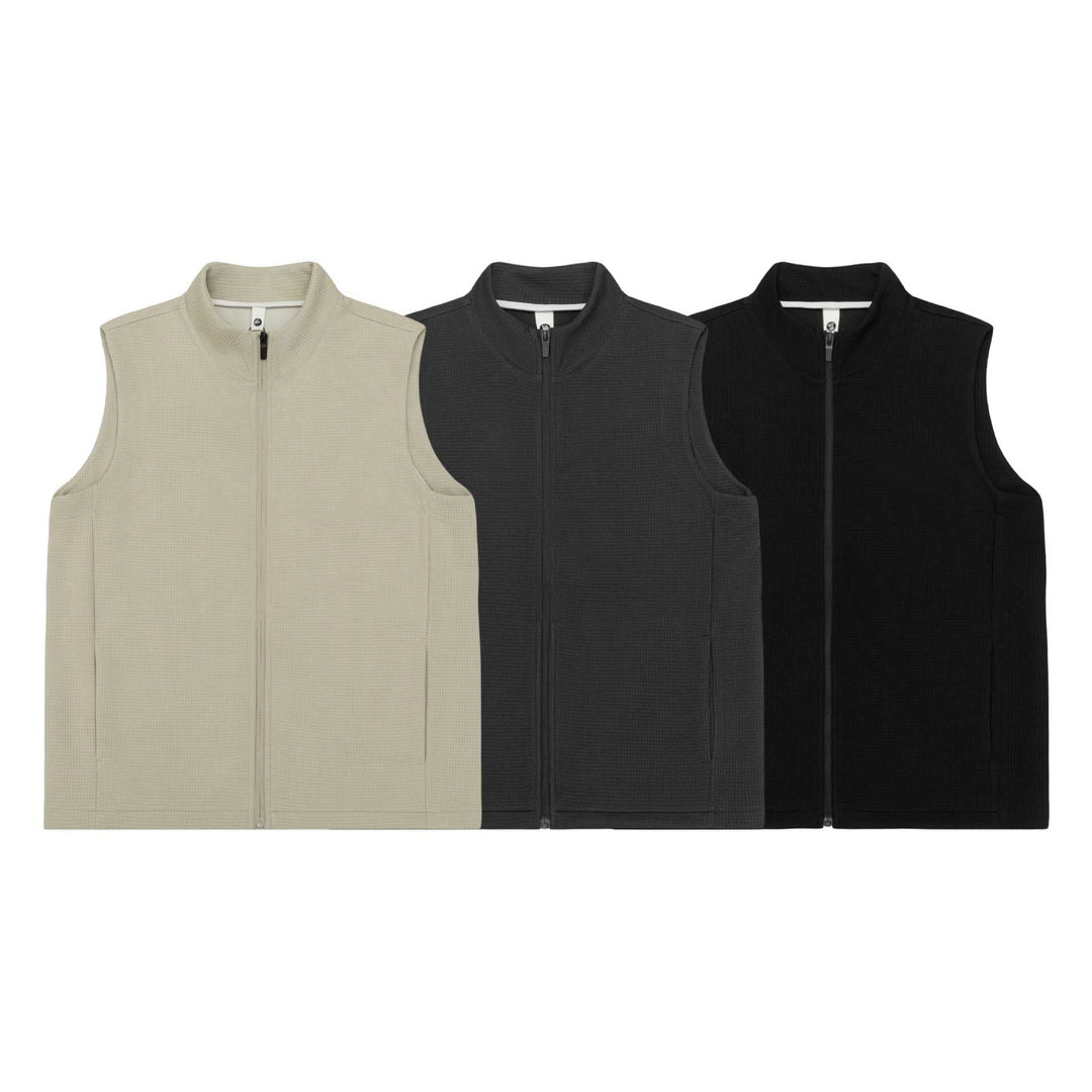 Dam Sleeveless Stickad Väst med Ståkrage och Hel-Length Dragkedja