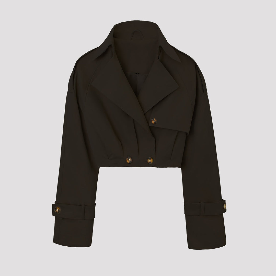 Dam kort jacka in trenchcoat stil med vid lapels