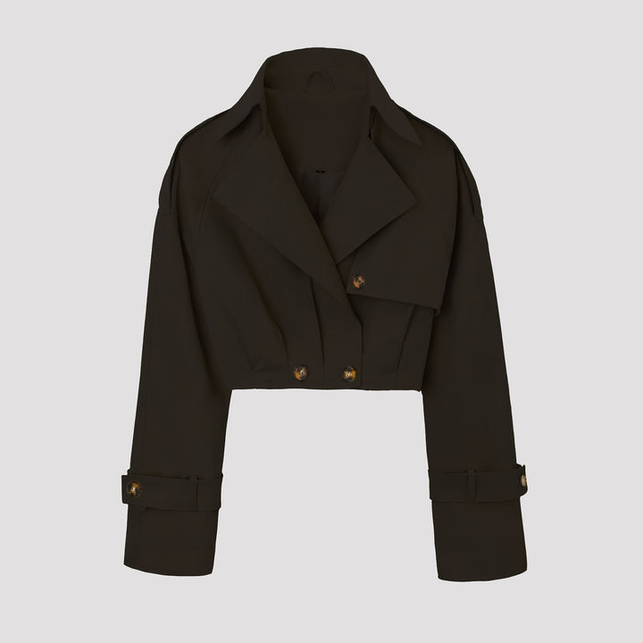 Dam kort jacka in trenchcoat stil med vid lapels