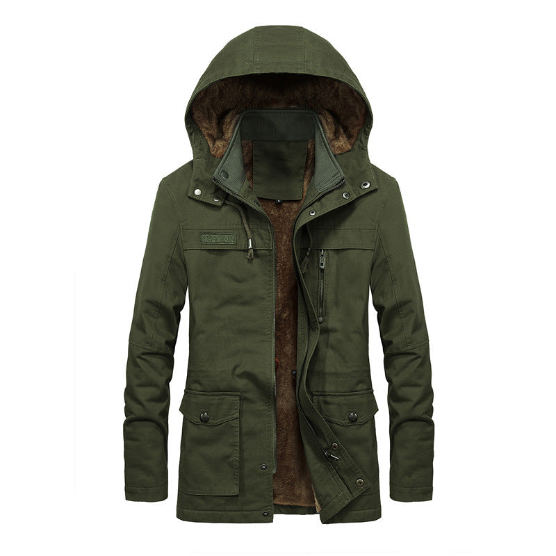 Herr Termisk Canvas Parka med Teddy Fleecefoder och Vind Lock