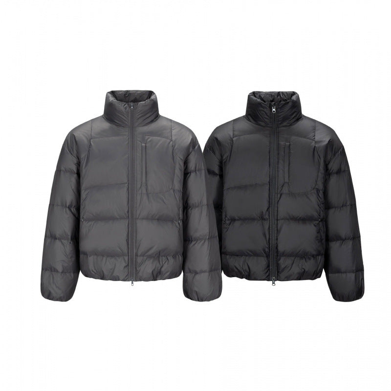 Herr short-cut compact packable pufferjacka med ståkrage och dold bröstficka