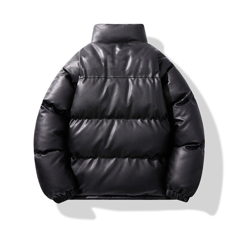 Unisex non-quiltad insulation jacka med konstläder axel yoke och hög krage
