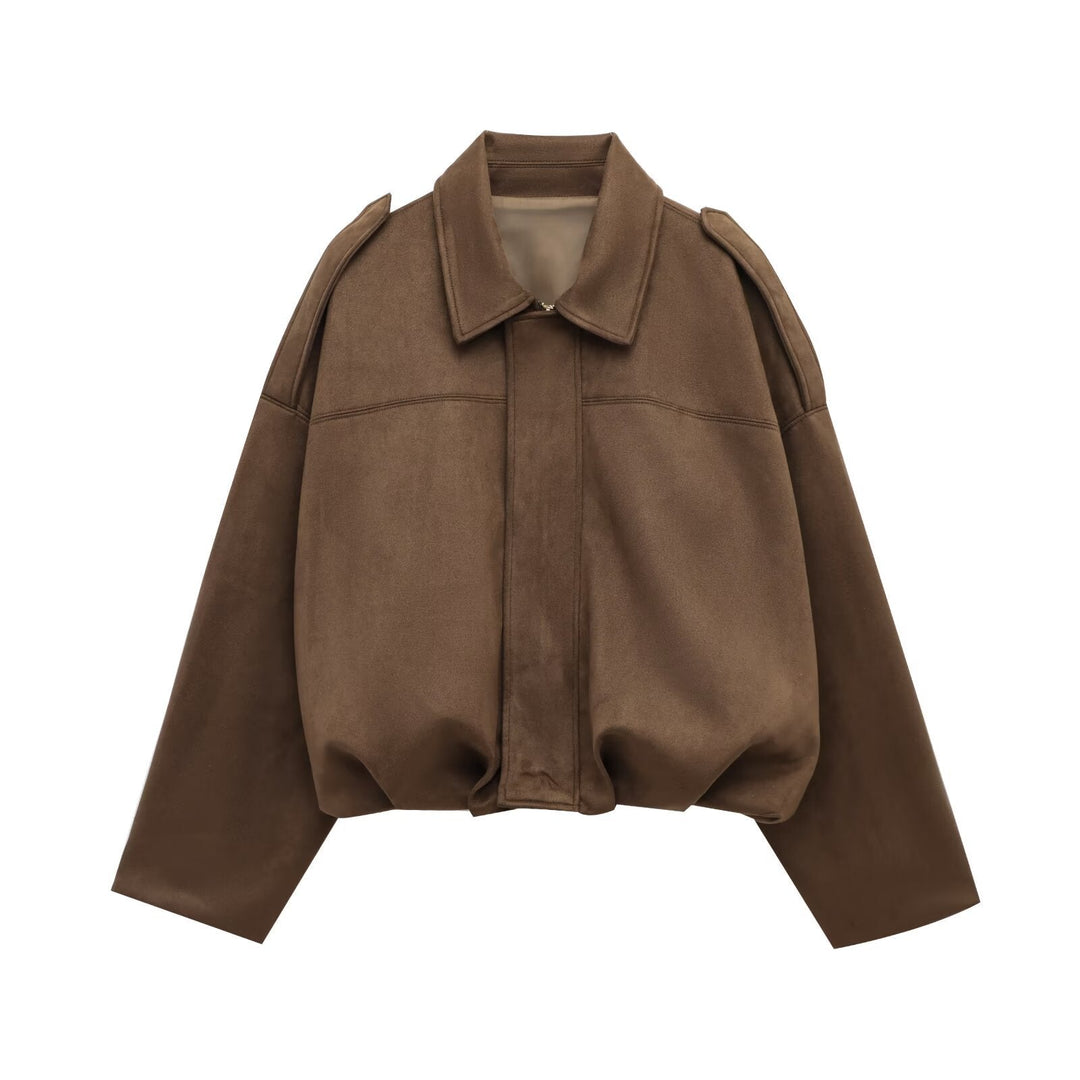Dam Kort Oversize Jacka i Cape Look med Balloon-Shaped Nederkant