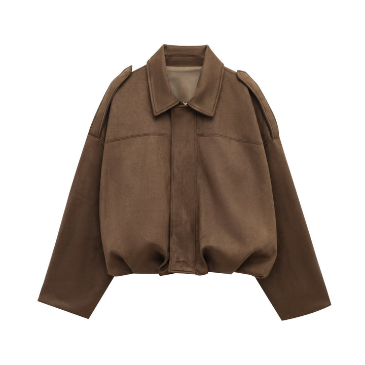 Dam Kort Oversize Jacka i Cape Look med Balloon-Shaped Nederkant