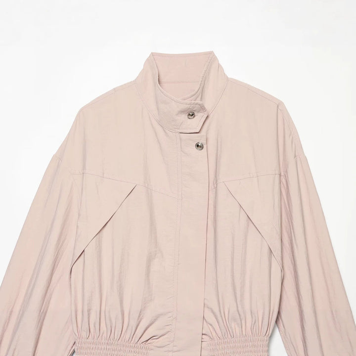 Dam Lätt Parka-Anorakjacka med Drawstring Waist och Stå Krage
