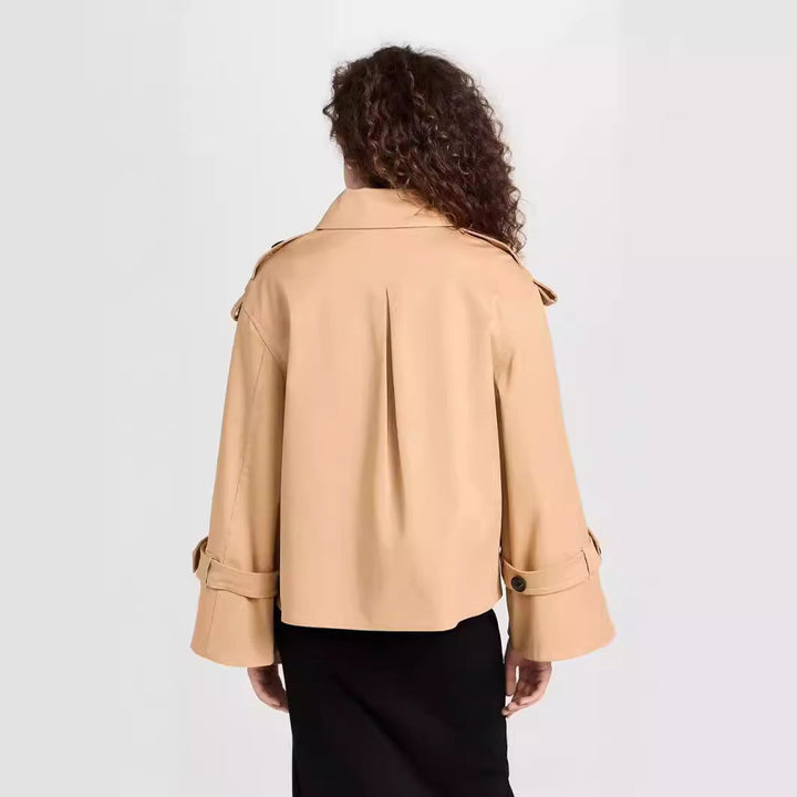 Dam kort Double-Breasted trenchcoat in boxig skärning