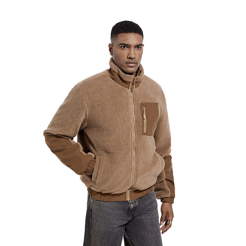 Herr Teddy Fleece Jacka med Stående Krage och Reinforced Inserts