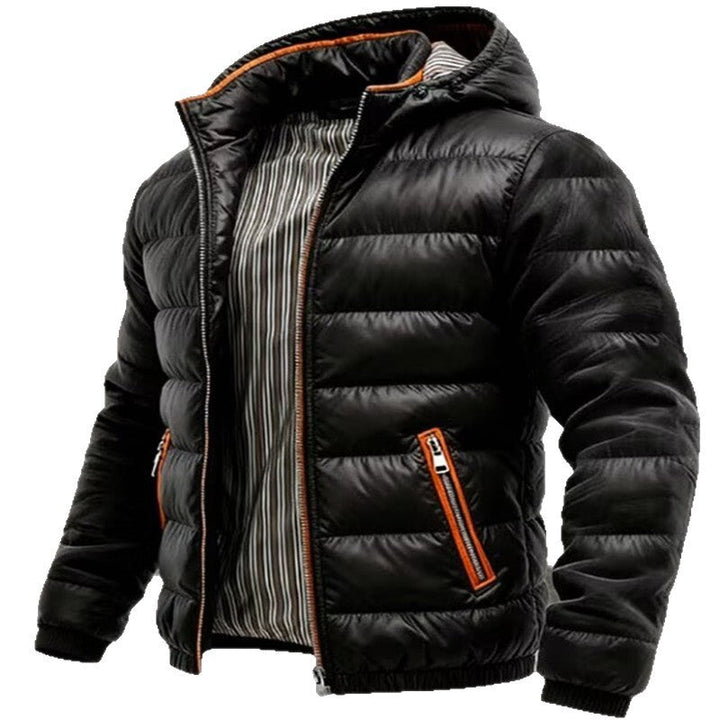 Herr vadderad quiltad Expedition Jacka med Fur-Lined Huva och Front Mix Fickor
