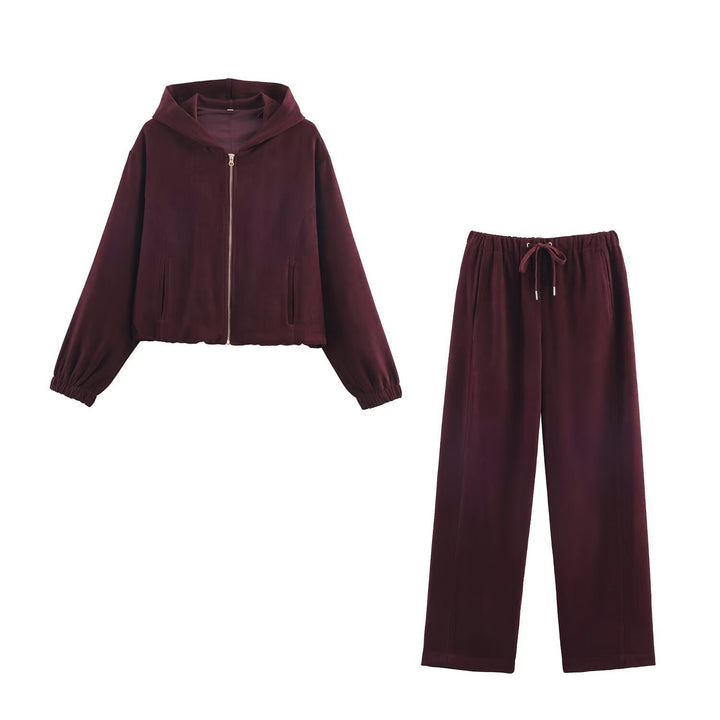 Dam Boxy med huva jacka in sammet look med hel Zip och Elastic fåll