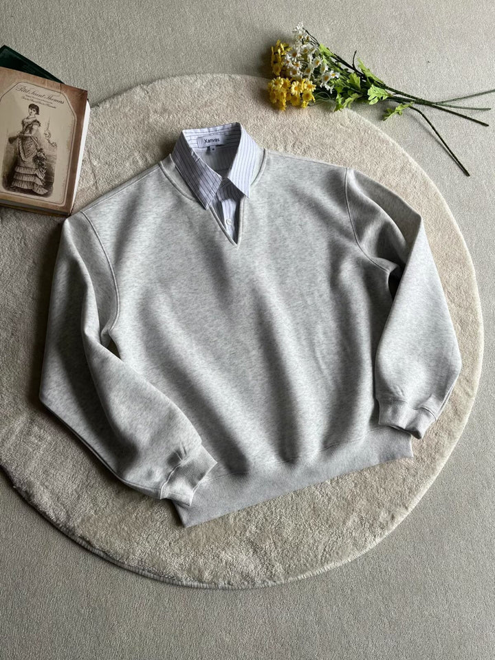 Herr Modern Oversized Tröja med V-ringad