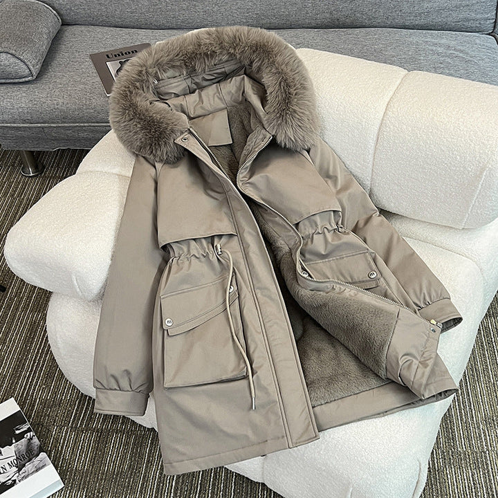 Dam modeable vinter parka med Cozy innerfoder och Praktisk Fickor