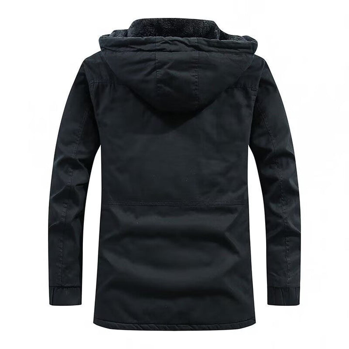Herr Canvas Parkas med Sherpa Foder, Extended Skärning och Funktion Arm Ficka