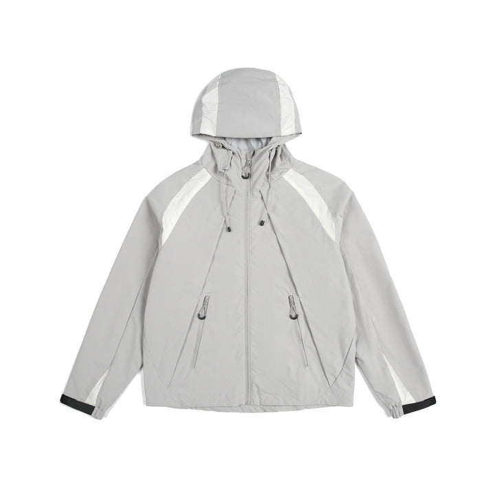 Unisex Lätt Rain och Softshell Jacka med Huva, Adjustable Fåll och Fickor med Dragkedja