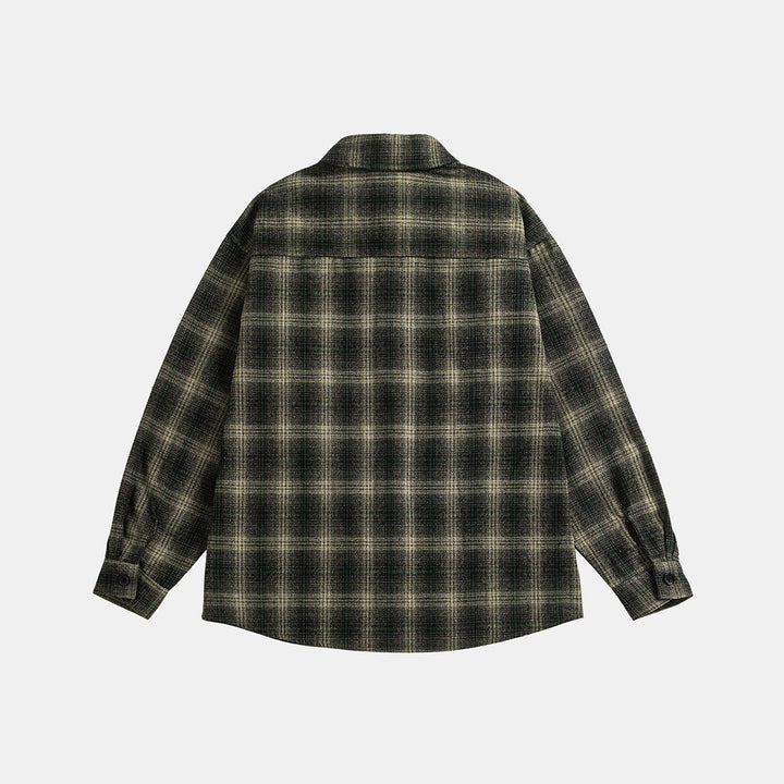 Unisex Rutig Overshirt Jacka i Flanell Look med Bröst Lockfickor