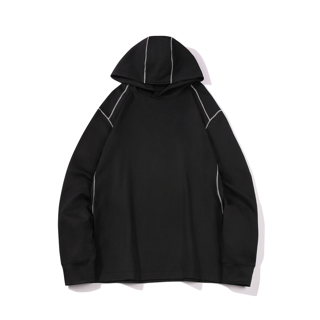 Herr Oversized Luvtröja Gjord av Kraftig Bomullsblandning med Contrast Stitching och Raglanärmar