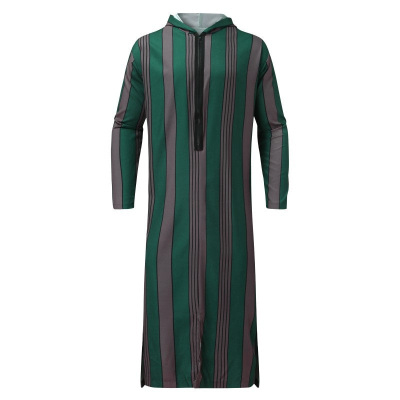 Herr Smal Luvtröja Robe med Vertical Rand Structure Dragkedja och Side Slits