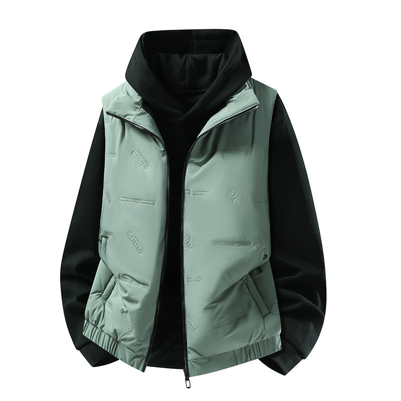 Herr Vadderad Väst i Urban Layering Look med Dragkedja, Elastisk Fåll &amp; Utanpåfickor