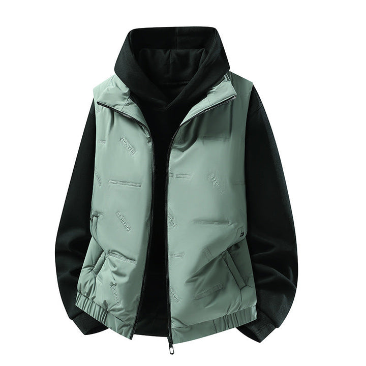 Herr Vadderad Väst i Urban Layering Look med Dragkedja, Elastisk Fåll &amp; Utanpåfickor