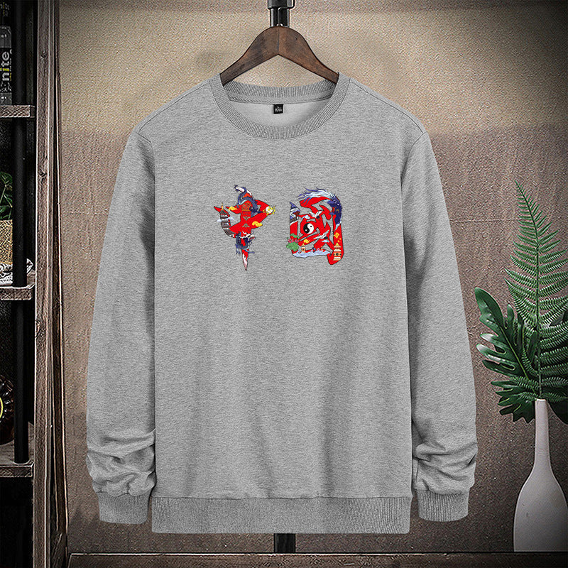 Herr Round Neck College-Tröja med Detailed Graphic Tryck