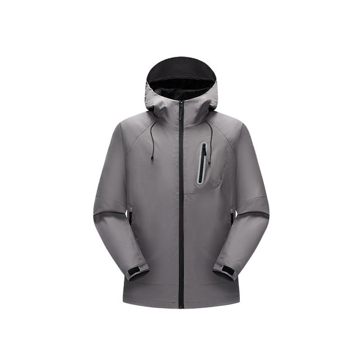 Herr Vattentät Softshell Regn Jacka med Justerbar Huva och Bröst Dragkedja Drune