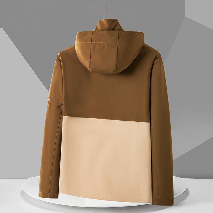 Herr vattenavvisande softshell utomhusjacka med huva, flera fickor med dragkedja och Contrasting Paneler