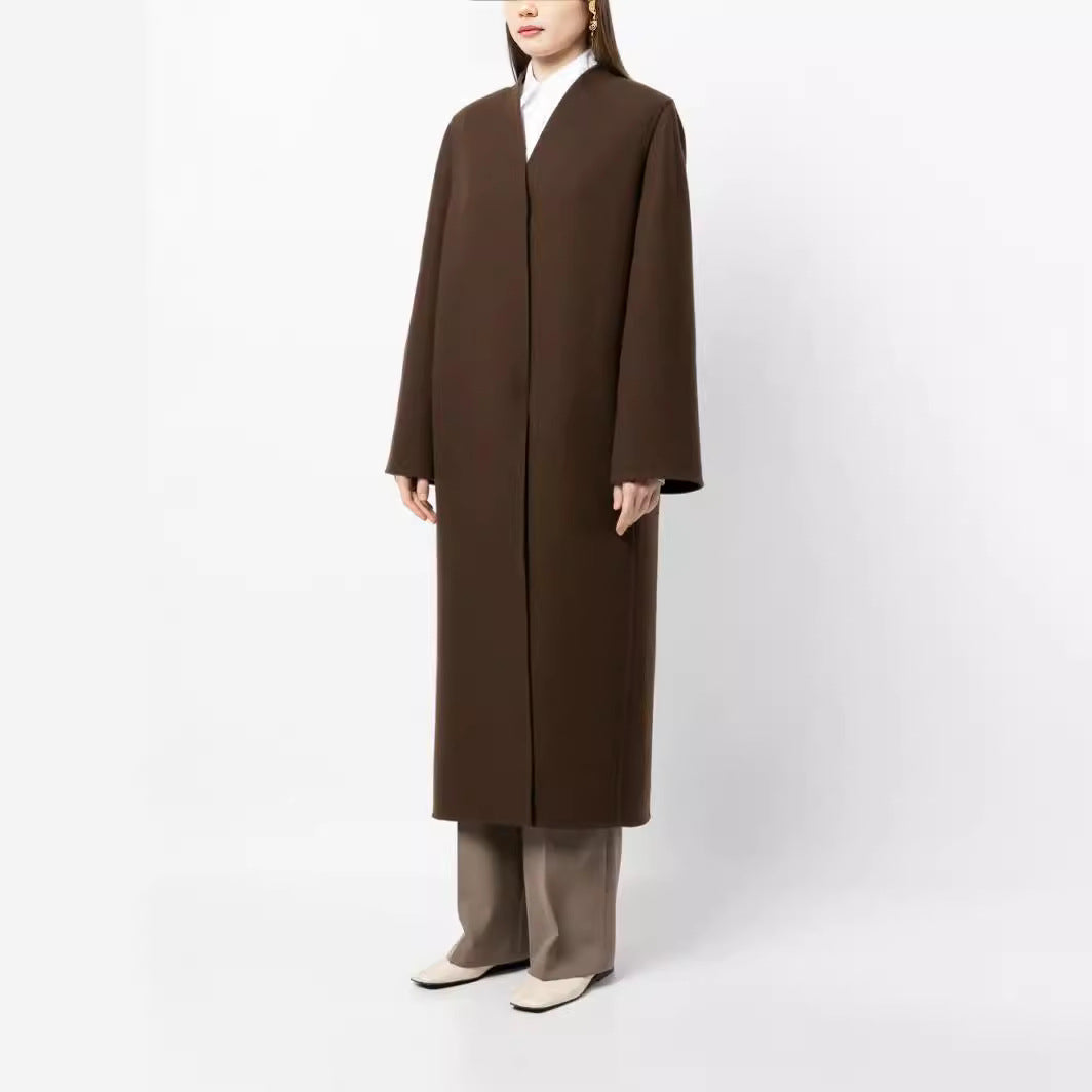 Dam Maxi-Length minimalistisk kappa med dold fram och Boxy Shoulder