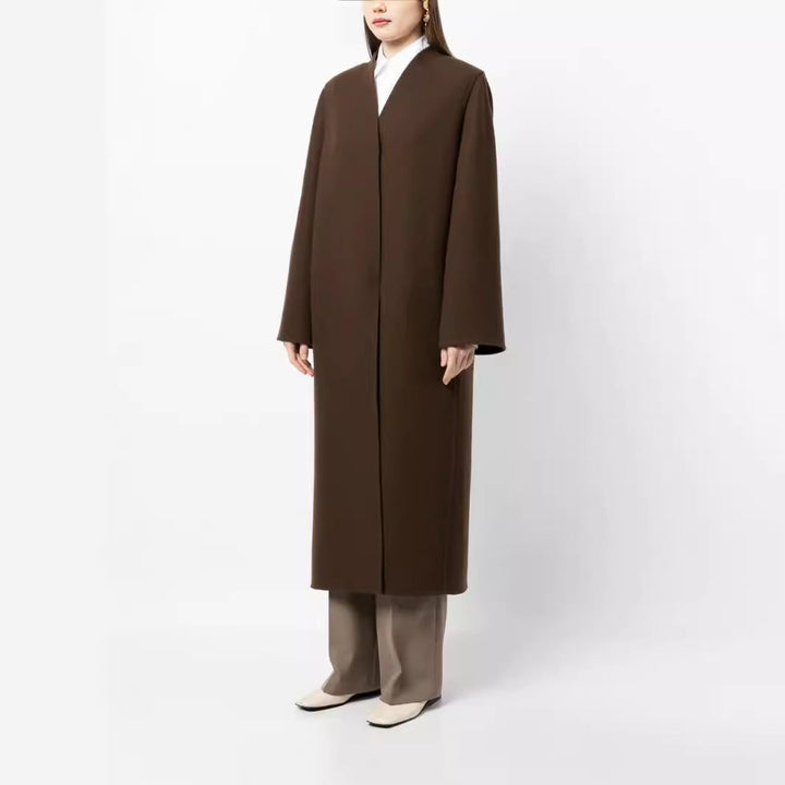 Dam Maxi-Length minimalistisk kappa med dold fram och Boxy Shoulder