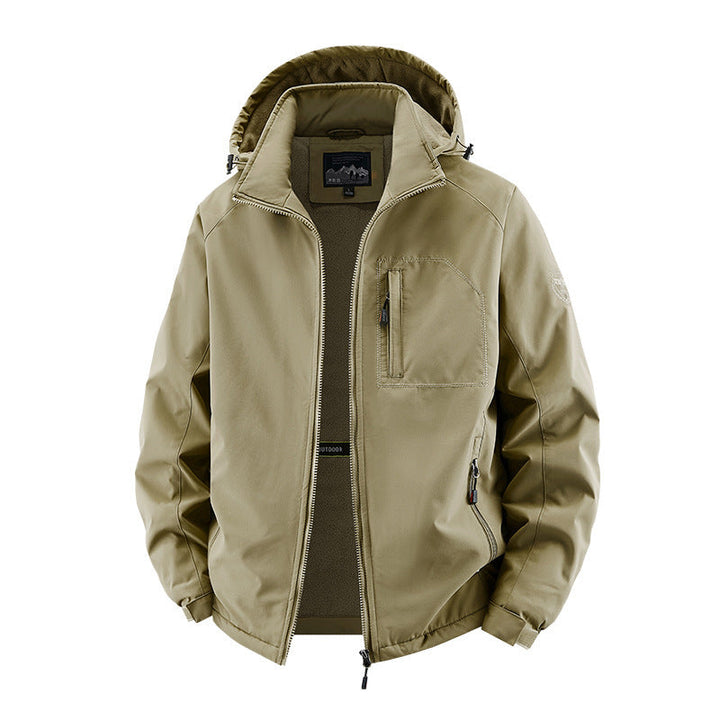 Herr Lätt Softshell Fältjacka med Justerbar Huva och Organizer Bröstficka