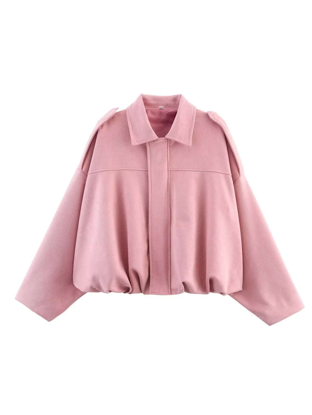 Dam Kort Oversize Jacka i Cape Look med Balloon-Shaped Nederkant