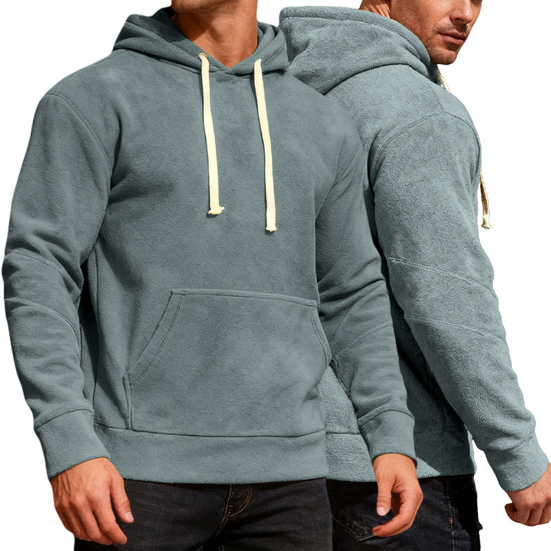 Herr Nan Velvety Luvtröja med Seam Detaljer, Känguruficka och Contrast Cord