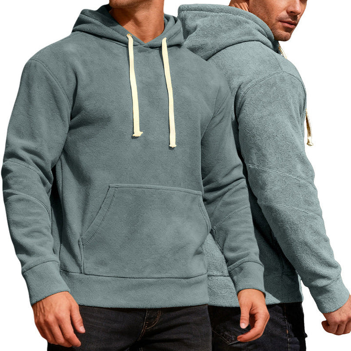 Herr Nan Velvety Luvtröja med Seam Detaljer, Känguruficka och Contrast Cord