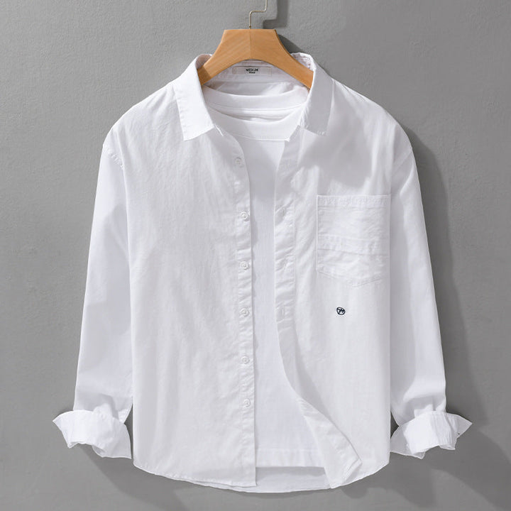 Herr Lätt Bomull Overshirt i Skjortjacka Stil med Kent Krage, Utanpå Bröstficka och Avslappnad Passform