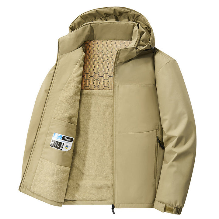 Herr Isolerad med Huva Vinter Jacka med Fleece Foder, Thermo Heat Panel &amp; Concealed Dragkedja