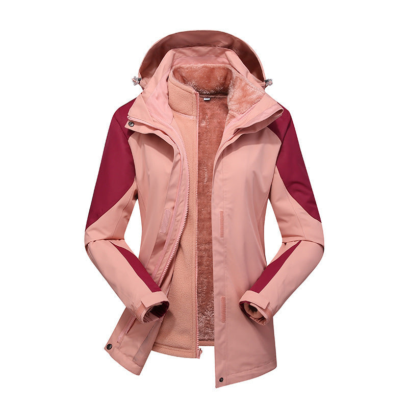 Dam Modular Softshell regn jacka med avtagbar fleece inner jacka och justerbar huva