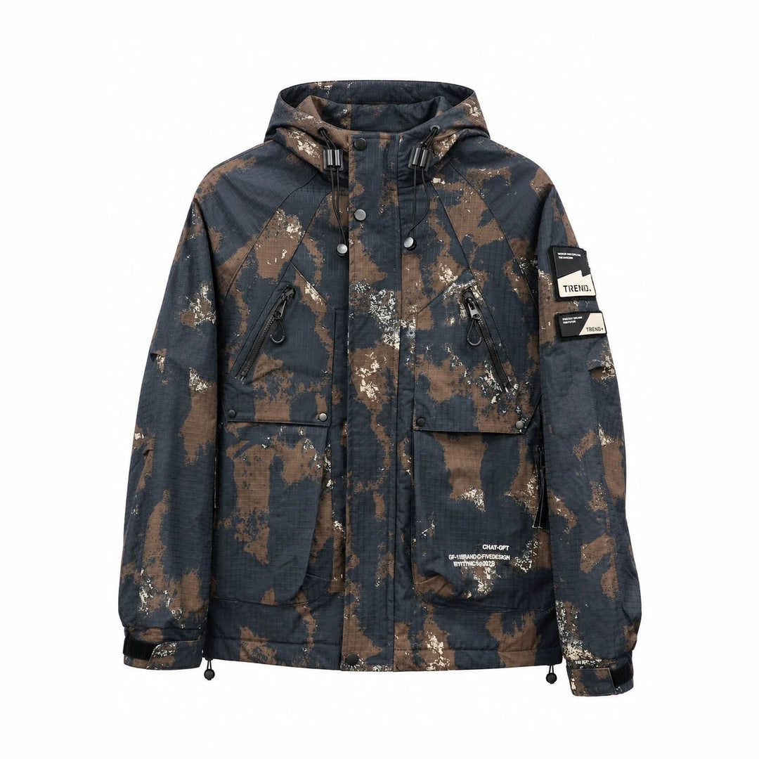 Herr teknisk Kamouflage parka med huva och Ripstop Ytter Material