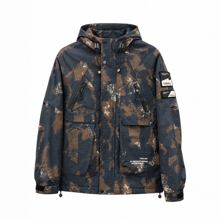 Herr teknisk Kamouflage parka med huva och Ripstop Ytter Material