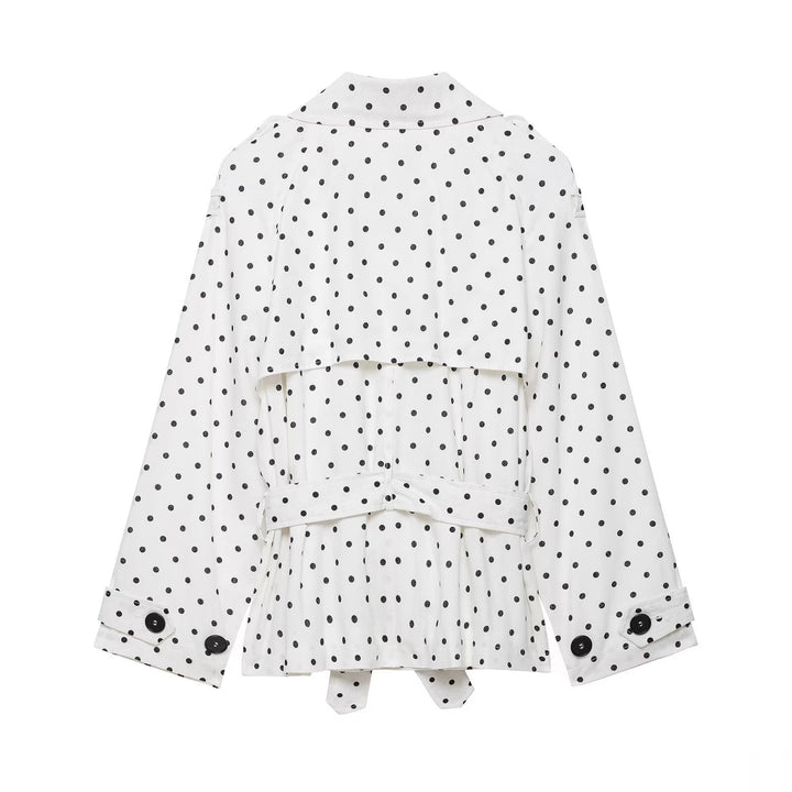 Dam Polka Dot kort trenchcoat med knytband