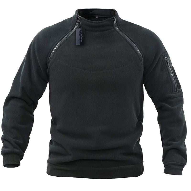 Herr Funktionell Fleece Pullover med Axel Ventilation, Hög Ståkrage och Ärmficka