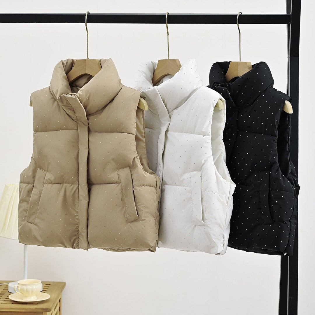 Dam Isolerad Sleeveless Vadderad Gilet med Quiltad Ståkrage